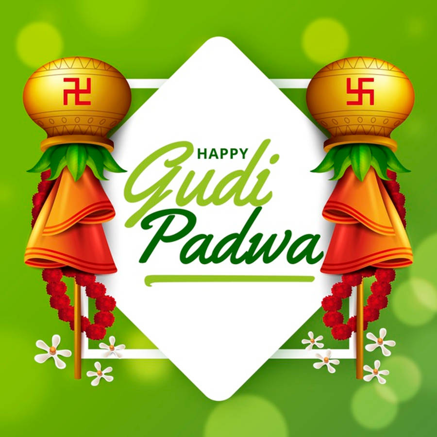 Happy Gudi Padwa Green Banner Wallpaper