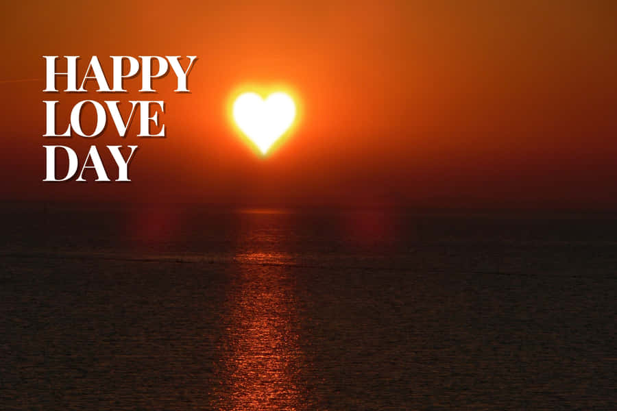 Happy Love Day Sunset Heart Wallpaper