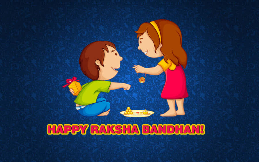 Happy Raksha Bandhan Celebration Cartoon Wallpaper