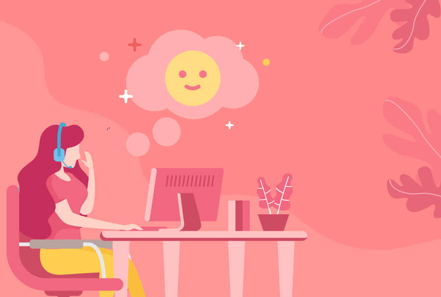 Happy Remote Worker Illustration Wallpaper