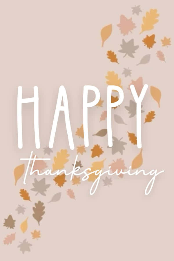 Happy Thanksgiving Fall Leaves Graphic Wallpaper