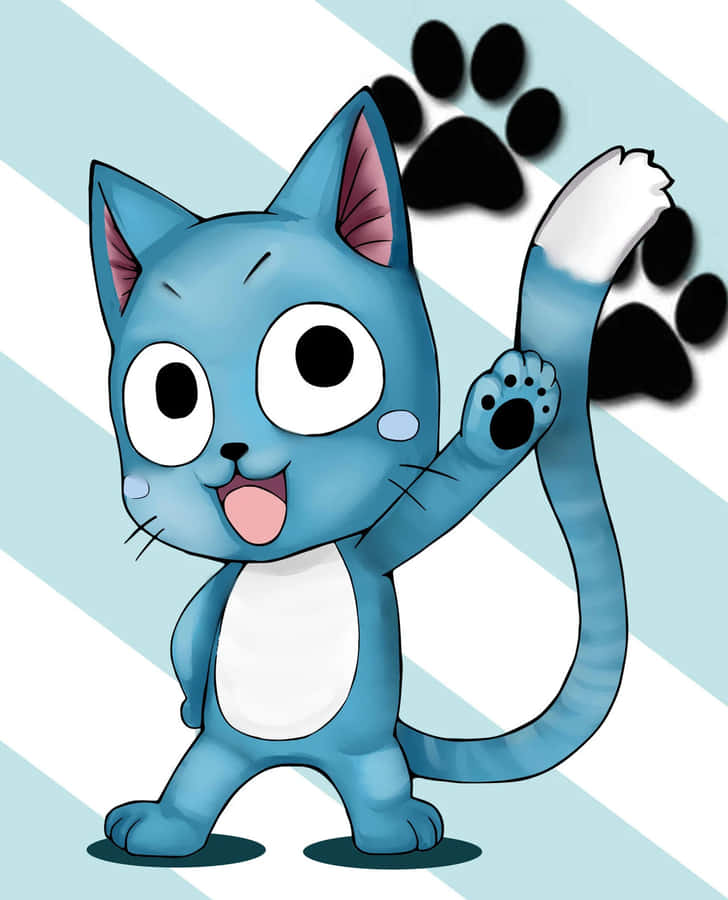 Happy, The Cheerful Blue Cat From Fairy Tail Wallpaper