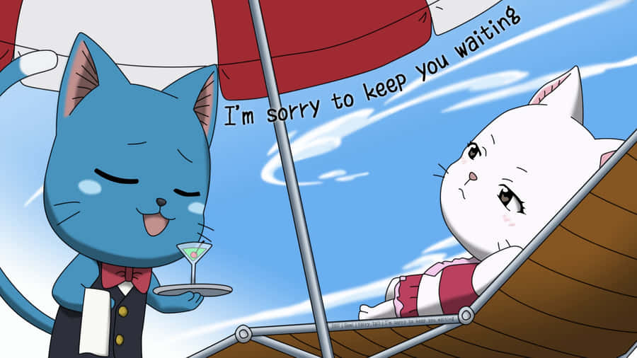 Happy, The Loyal And Lovable Blue Cat From Fairy Tail Wallpaper