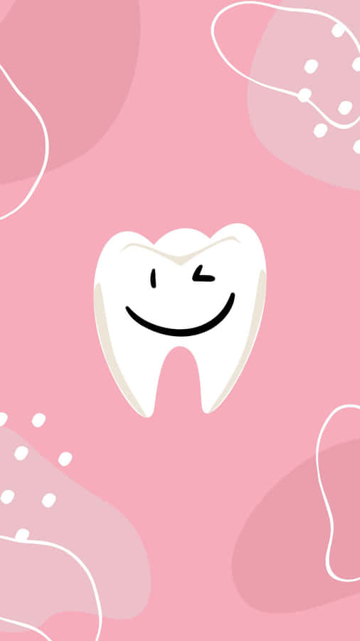Happy Tooth Cartoon Pink Background Wallpaper