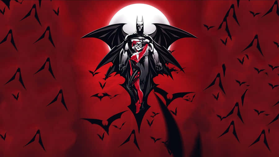 Harley Quinn And Batman In An Intense Face-off Wallpaper