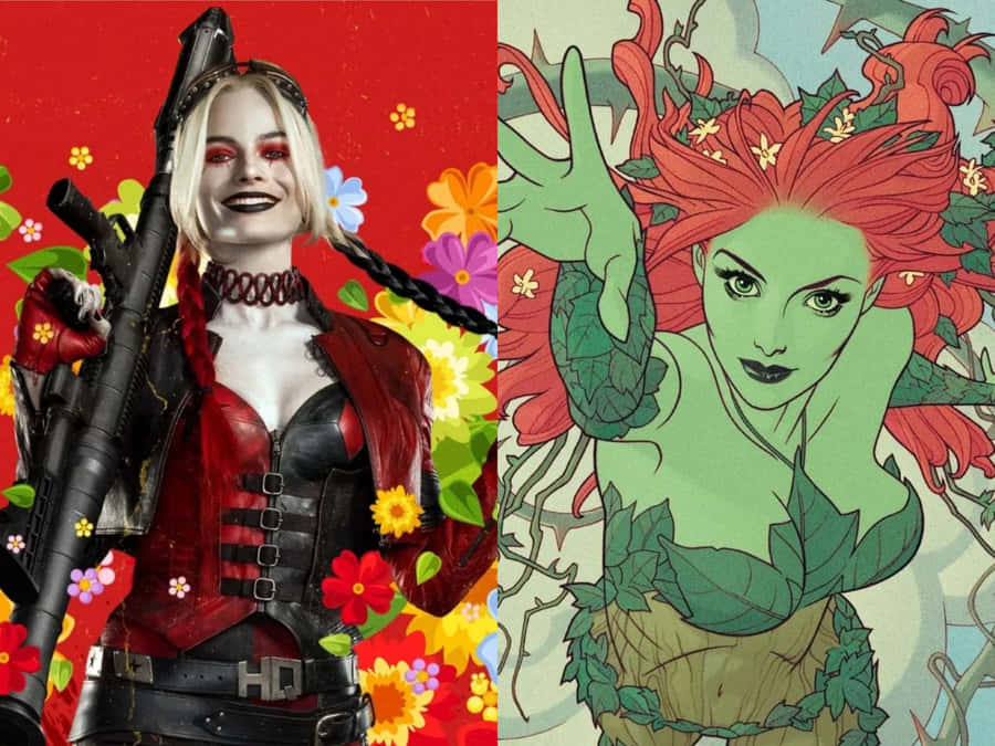 Harley Quinnand Poison Ivy Dynamic Duo Wallpaper