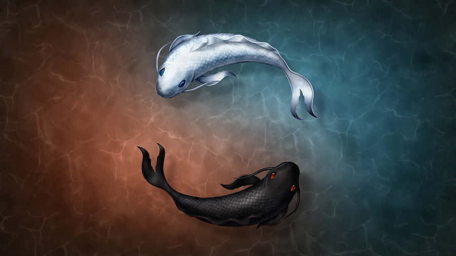 Harmonious Yin Yang Fish Combining Dual Forces Wallpaper