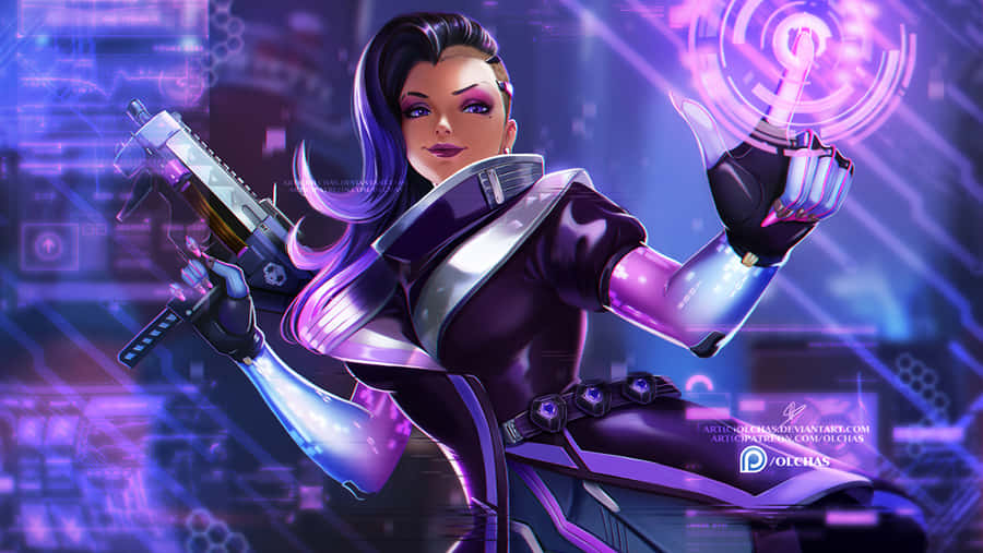 Harness The Power Of Sombra's Hacking Abilities With Overwatch. Wallpaper