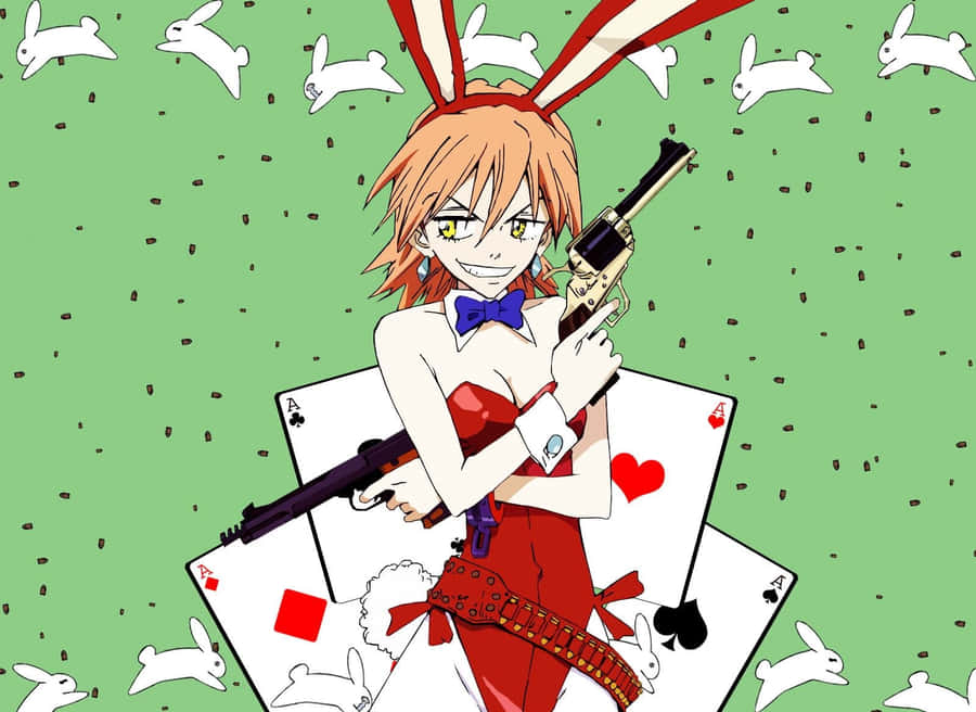 Haruko Haruhara Striking A Confident Pose With Her Guitar Wallpaper