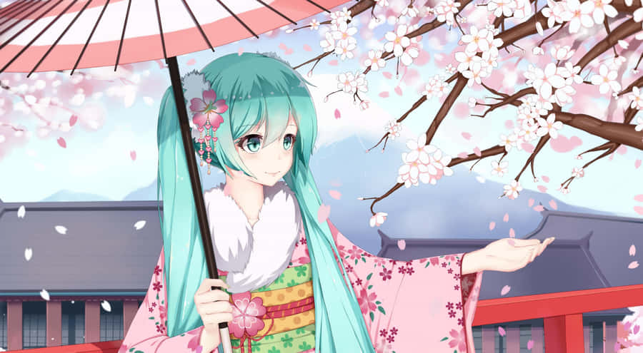Hatsune Miku Sakura Anime Digital Artwork Wallpaper