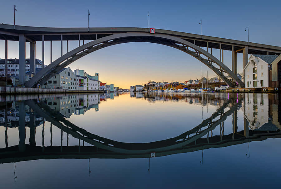 Haugesund Arch Bridge Reflection Wallpaper