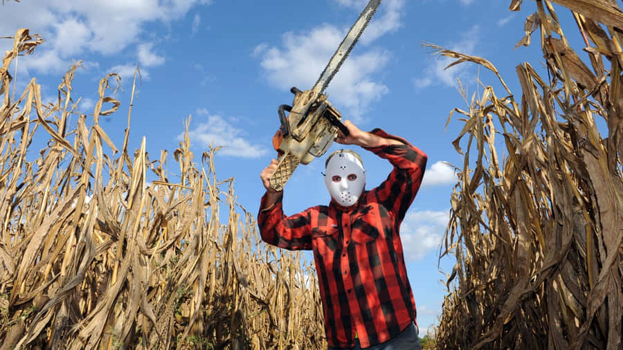 Haunted Corn Maze Chainsaw Thriller Wallpaper