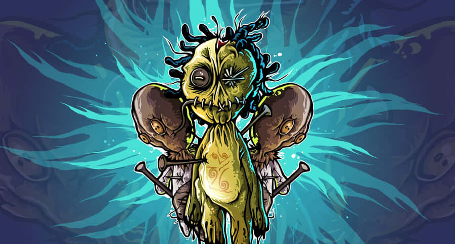 Haunted Voodoo Doll On Ritual Altar Wallpaper