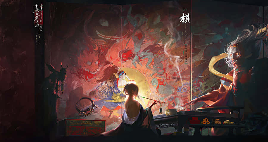 Hauntingly Beautiful Yokai Creatures Unveiled Wallpaper