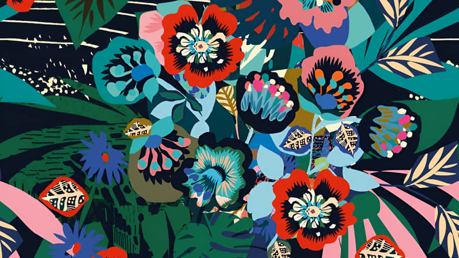 Hawaiian Floral Pattern Wallpaper