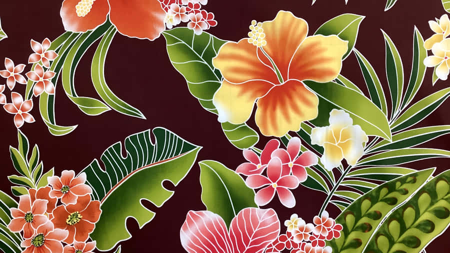 Hawaiian Floral Pattern Wallpaper