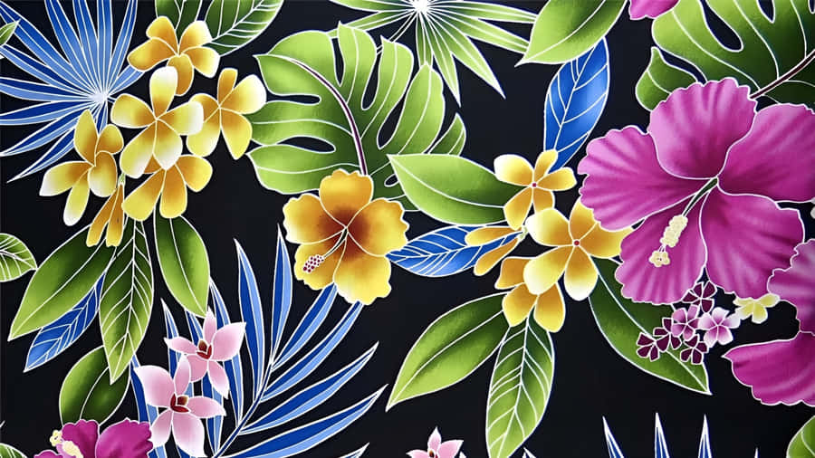 Hawaiian Floral Pattern Wallpaper