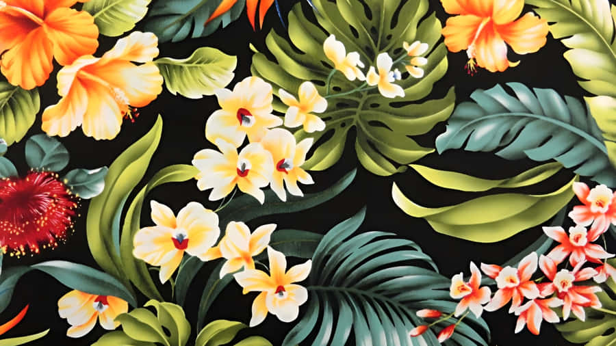 Hawaiian Floral Pattern Wallpaper
