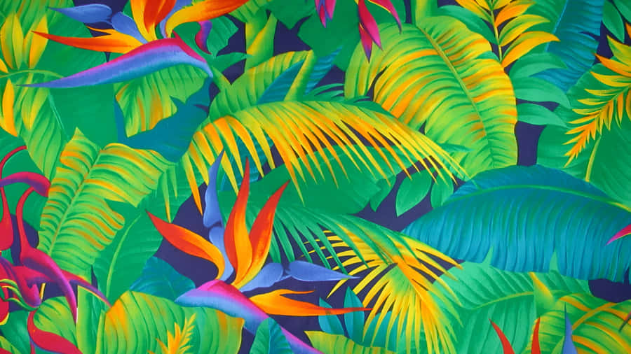 Hawaiian Tropical Floral Pattern Wallpaper