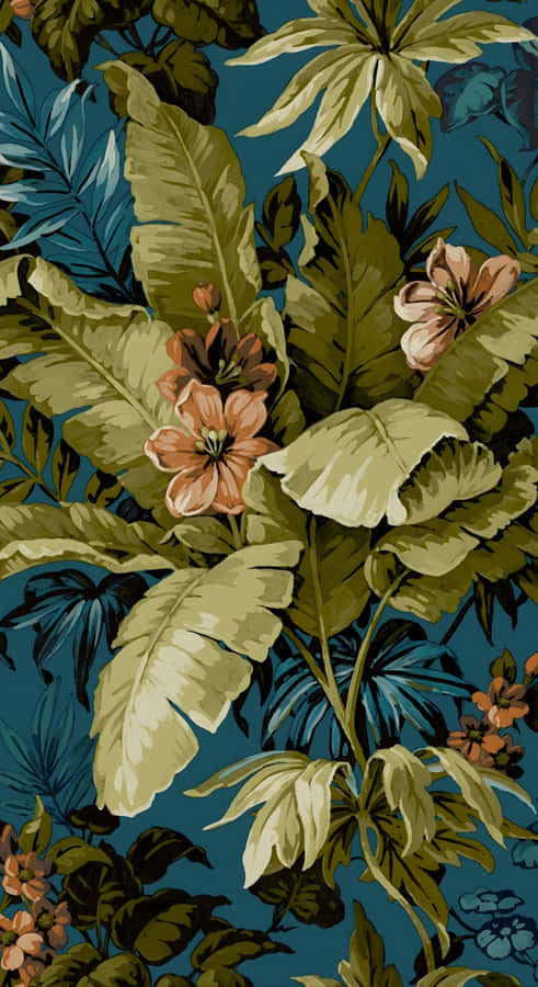 Hawaiian Tropical Floral Pattern Wallpaper