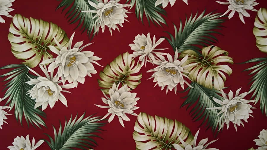 Hawaiian Tropical Floral Pattern Wallpaper