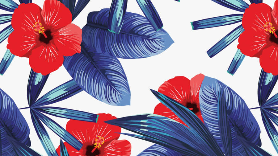Hawaiian Tropical Floral Pattern Wallpaper