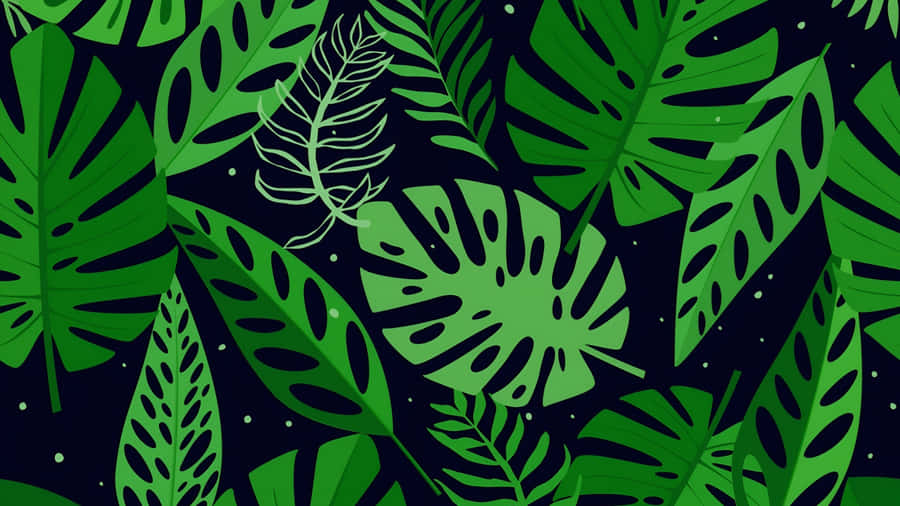 Hawaiian Tropical Leaf Pattern Wallpaper