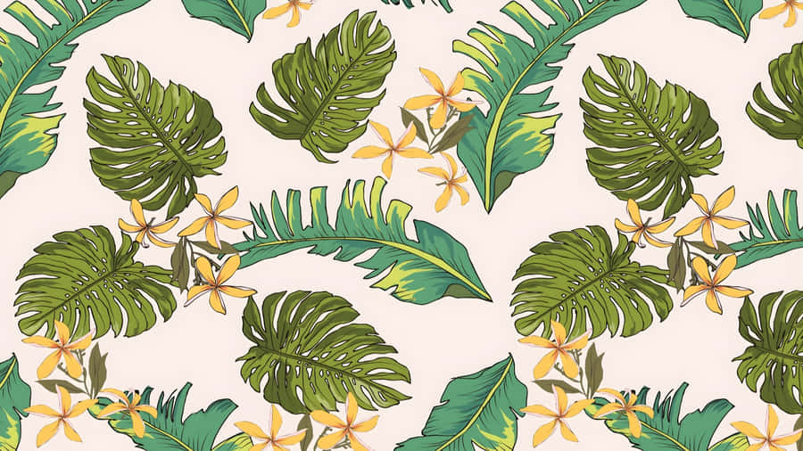 Hawaiian Tropical Leaf Pattern Wallpaper