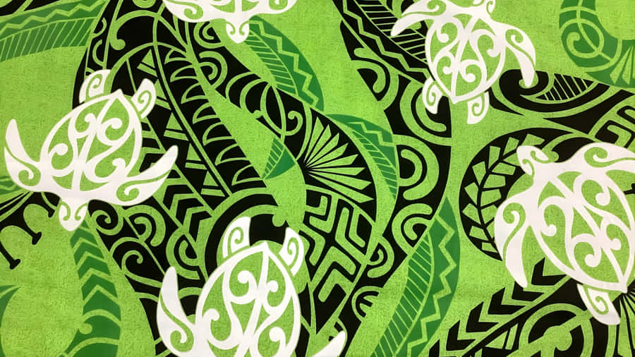 Hawaiian Turtle Tribal Pattern Wallpaper