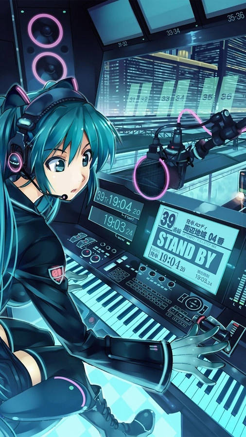 Hd Anime Phone Hatsune Miku In The Studio Wallpaper