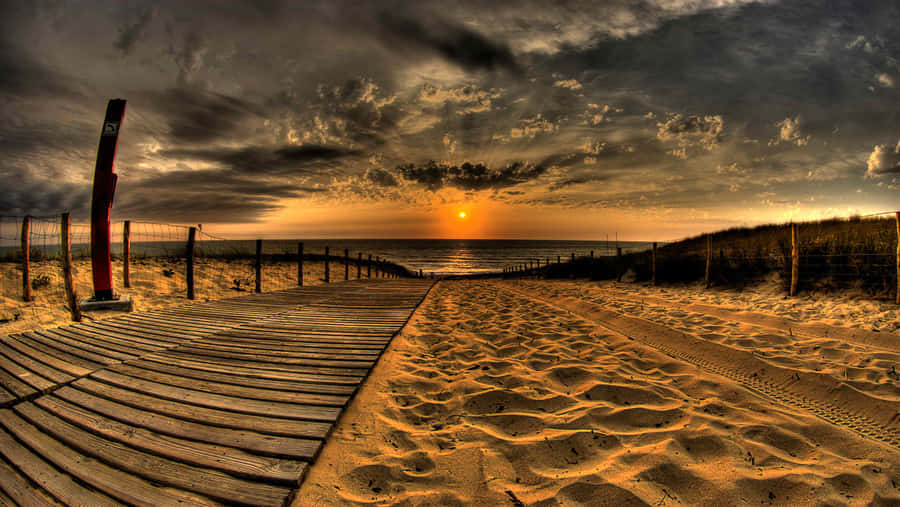 Hd Beach Path During Sunset Wallpaper
