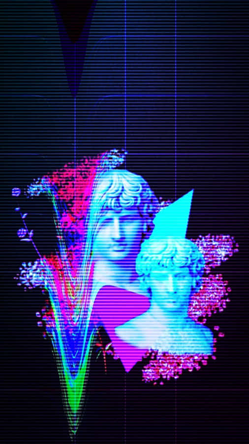 Head Statues 80s Aesthetic Glitch Graphic Art Wallpaper