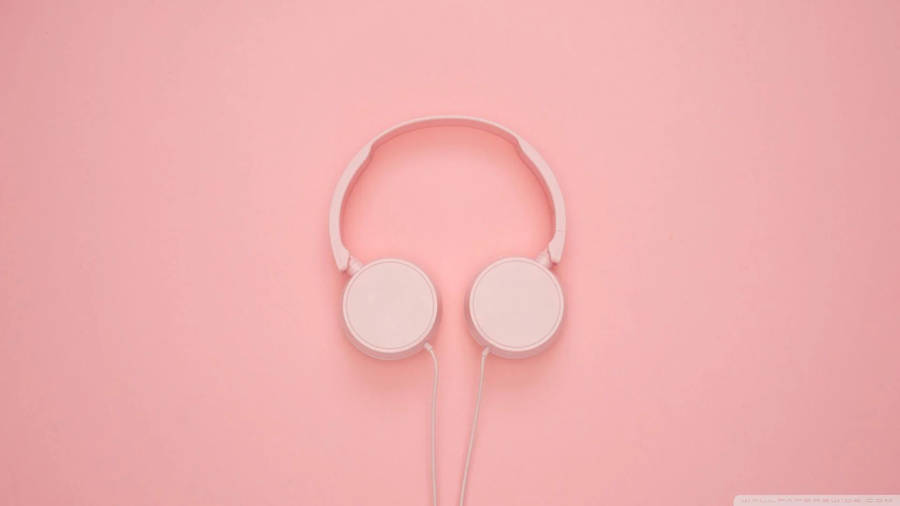 Headphone On Aesthetic Pink Wallpaper