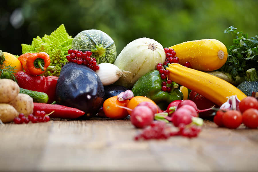 Healthy Harvest Of Fruits And Vegetables Wallpaper