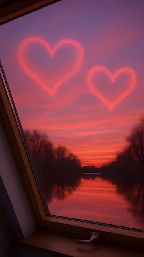 Heart Clouds At Sunset Wallpaper