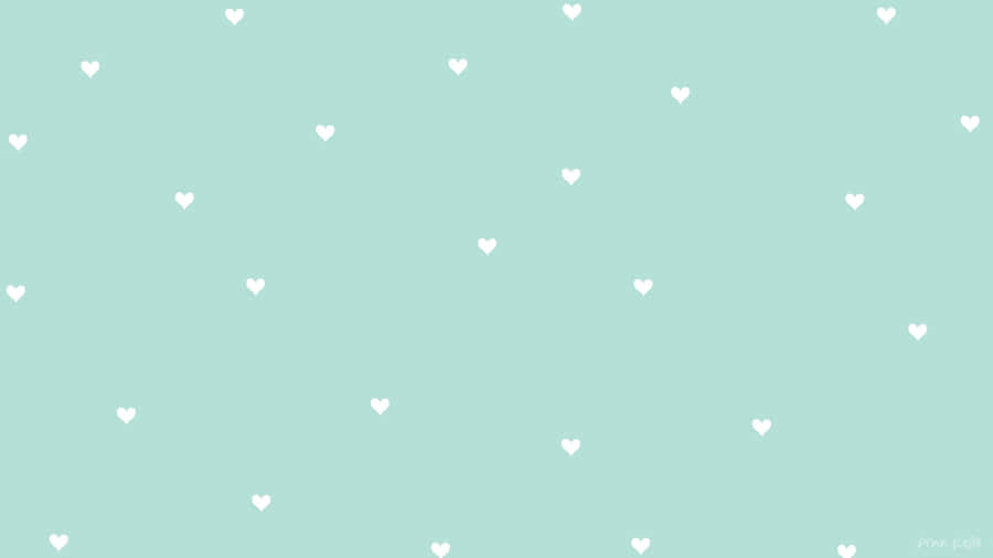 Heart Patterns On Pastel Blue Aesthetic Desktop Wallpaper