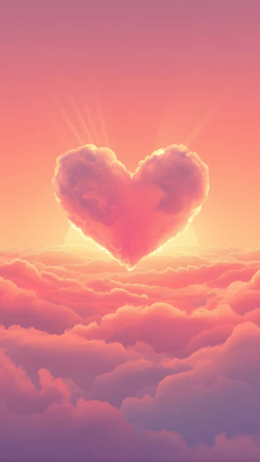 Heart Shaped Cloud Sunset Wallpaper