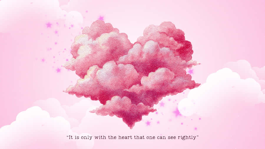 Heart Shaped Clouds Over Pink Sky Wallpaper