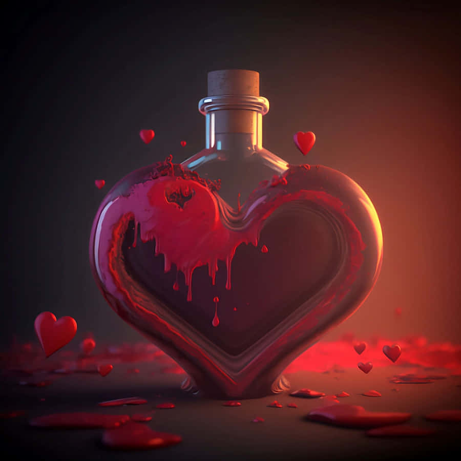 Heart Shaped Love Potion Bottle Wallpaper