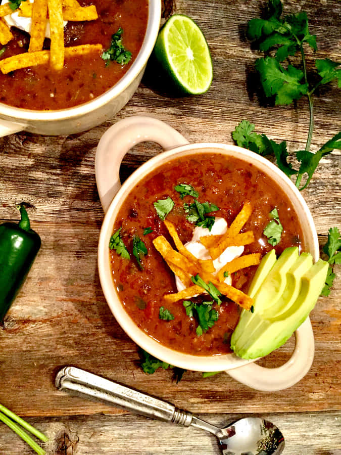 Hearty Black Bean Soup Perfect For A Chilly Day. Wallpaper