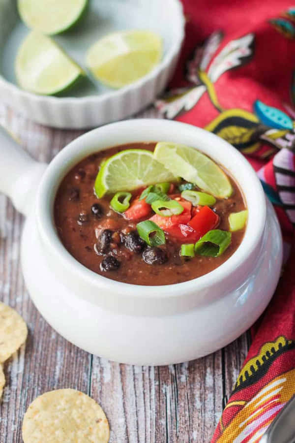 Hearty Bowl Of Black Bean Soup Wallpaper