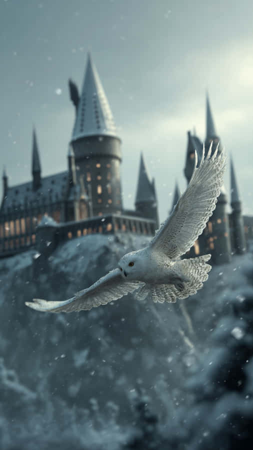 Hedwig Flying Over Hogwarts Wallpaper