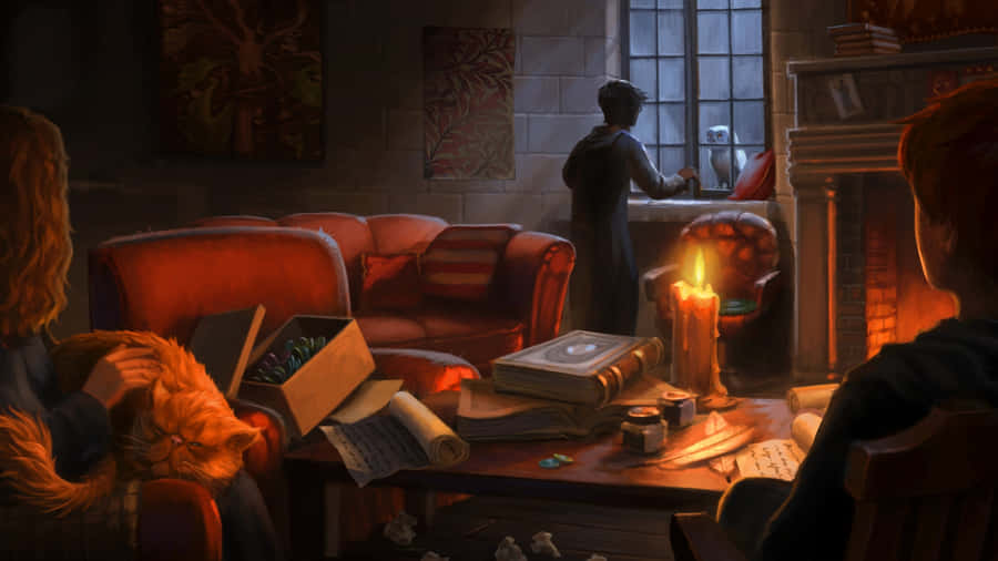 Hedwigs Magical Study Wallpaper