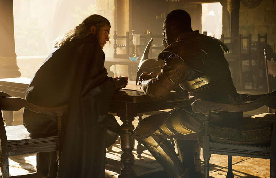 Heimdall, The Vigilant Norse God, Stands Guard At The Bifrost Bridge. Wallpaper