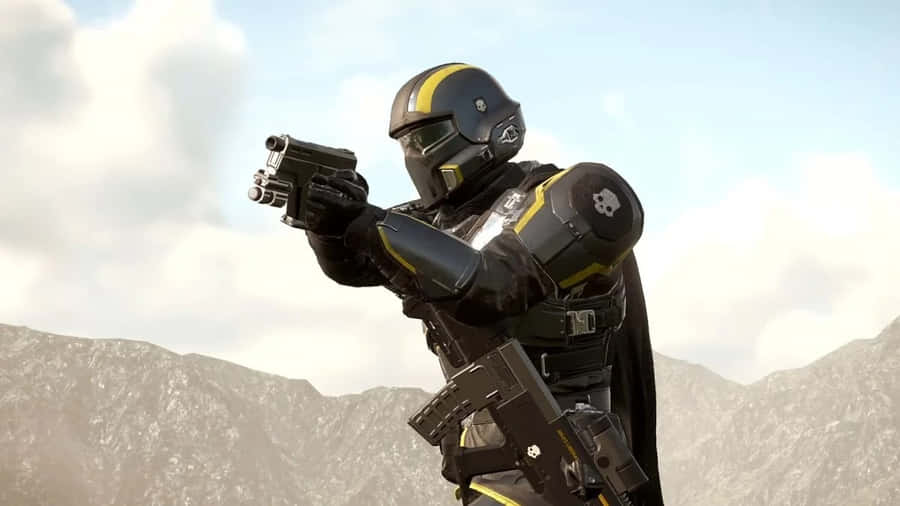 Helldiver Soldier Aiming Pistol Wallpaper