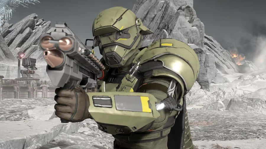 Helldiver_ Soldier_in_ Combat_ Gear Wallpaper