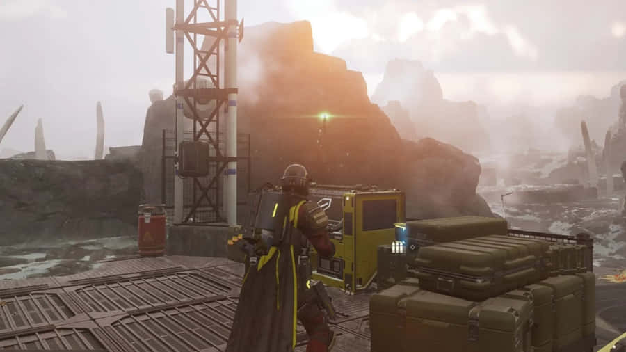 Helldivers2 Sci Fi Combat Scene Wallpaper