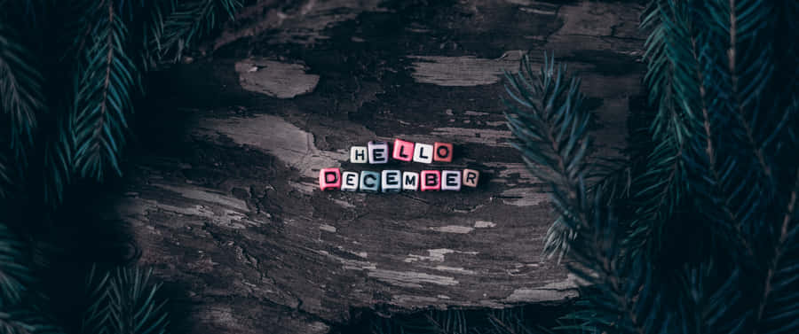 Hello December Wooden Background Wallpaper