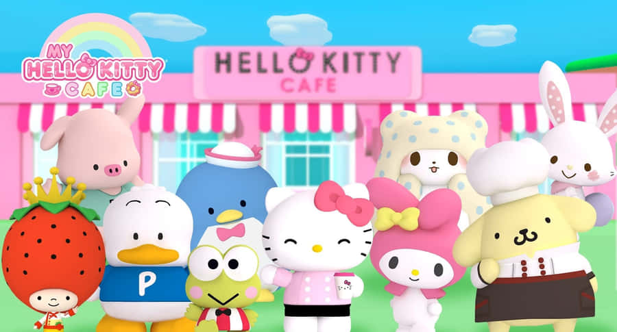 Hello Kitty And Friends Having A Joyful Gathering Wallpaper