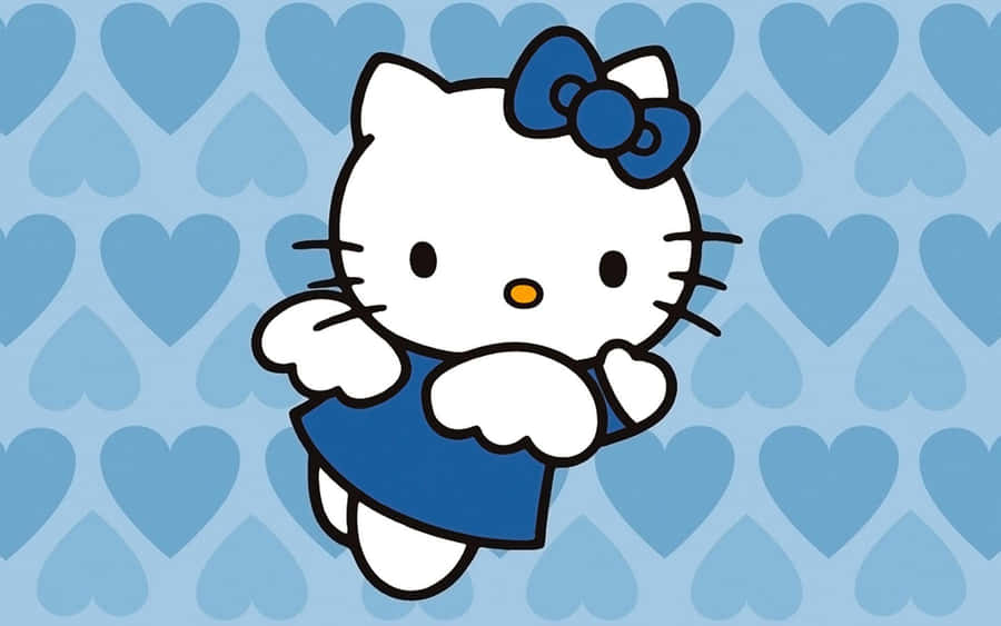 Hello Kitty Blue Hearts Background Wallpaper